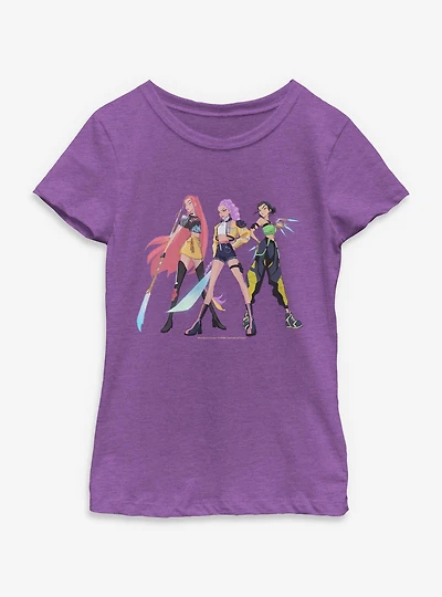 KPop Demon Hunters Fighting Pose Youth Girls T-Shirt