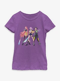KPop Demon Hunters Fighting Pose Youth Girls T-Shirt
