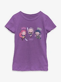 KPop Demon Hunters Chibi Fighting Stance Youth Girls T-Shirt