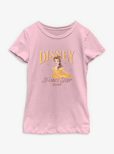 Disney Princesses Belle Family Trip 2026 Youth Girls T-Shirt