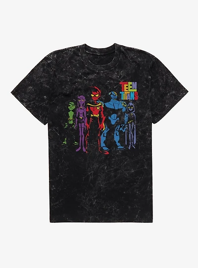 Teen Titans Team Shadow Group Mineral Wash T-Shirt