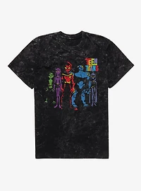 Teen Titans Team Shadow Group Mineral Wash T-Shirt