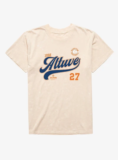 MLB Jose Altuve 27 Huston Baseball Mineral Wash T-Shirt