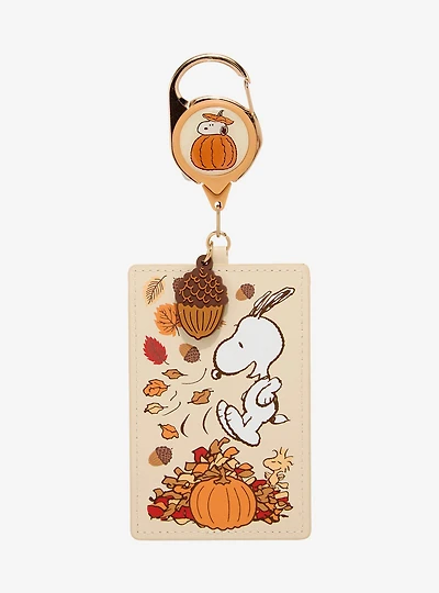 Peanuts Snoopy Autumn Leaf Pile Retractable Lanyard