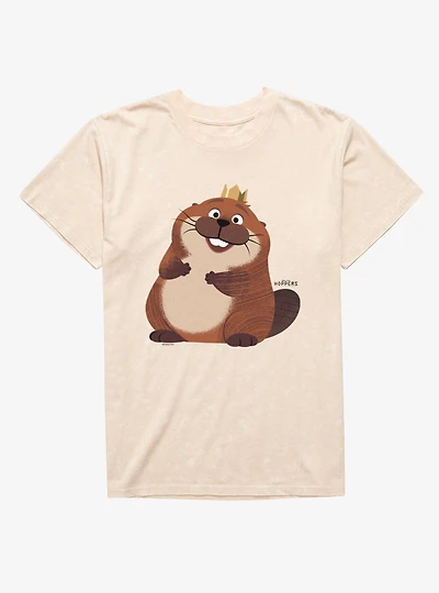 Disney Pixar Hoppers Happy King George Beaver Mineral Wash T-Shirt