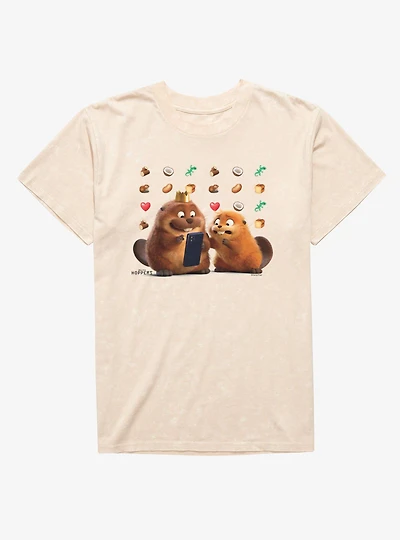 Disney Pixar Hoppers Mabel King George Emoji Splash Mineral Wash T-Shirt