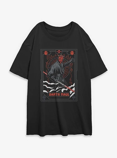 Star Wars Darth Maul Stance Tarot Womens Oversized T-Shirt
