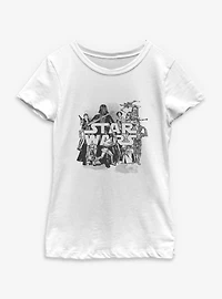 Star Wars Character Collage Sketch Youth Girls T-Shirt
