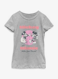 Disney Mickey Mouse & Minnie Aloha From Hawaii Youth Girls T-Shirt