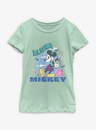 Disney Mickey Mouse Aloha Ukelele Youth Girls T-Shirt
