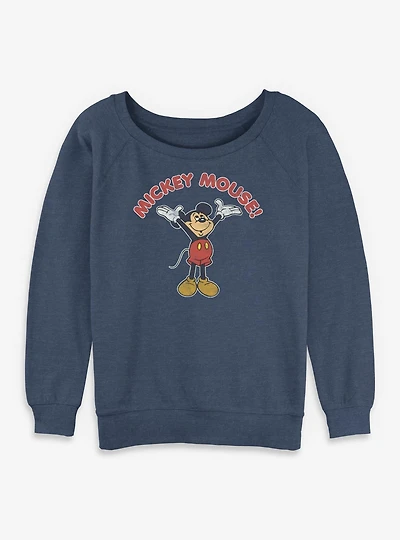 Disney Mickey Mouse Retro Cheer Womens Slouchy Sweatshirt