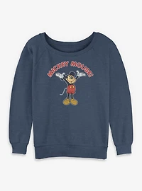 Disney Mickey Mouse Retro Cheer Womens Slouchy Sweatshirt