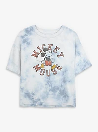 Disney Mickey Mouse Collegiate Tie Dye Crop Womens T-Shirt