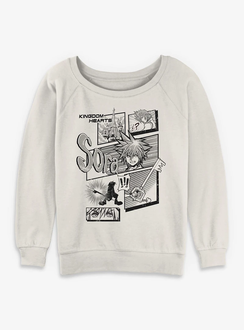Disney Kingdom Hearts Sora Key Pages Womens Slouchy Sweatshirt