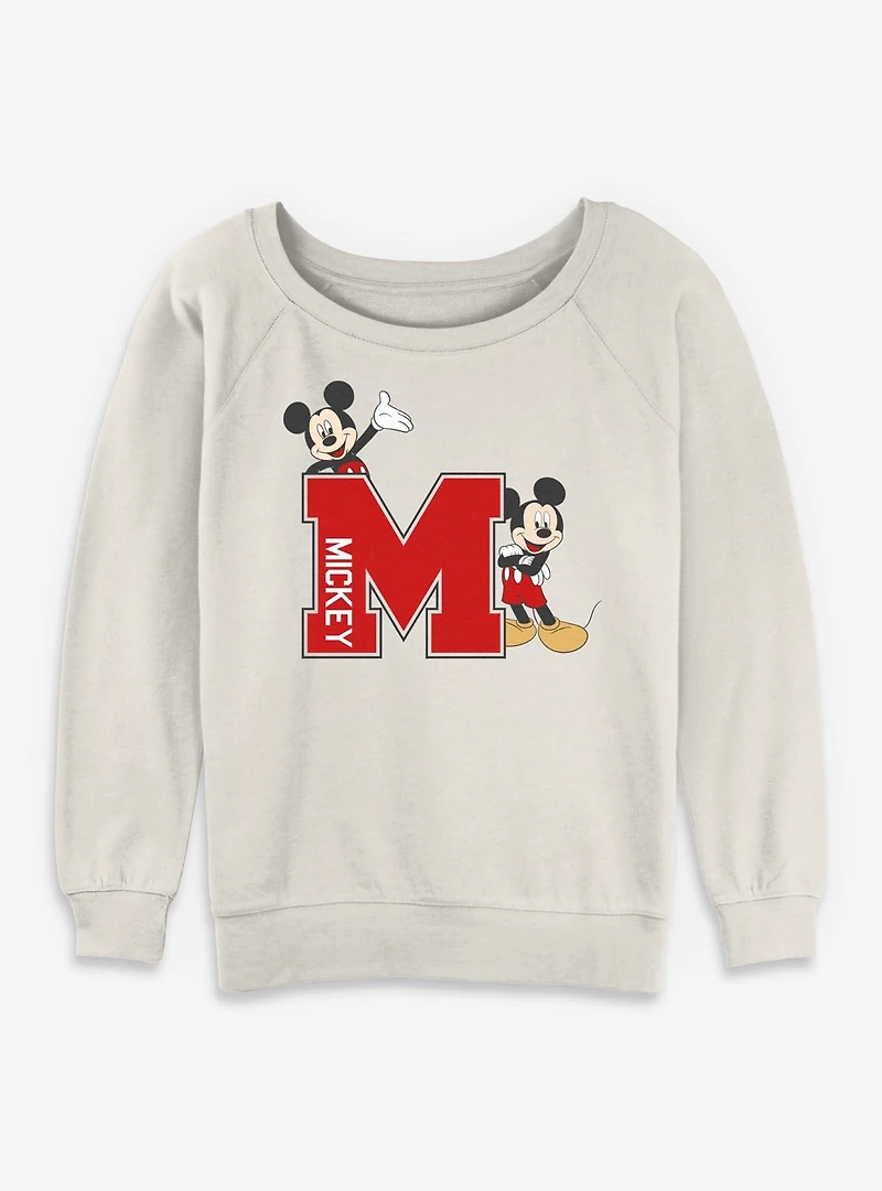 Disney Mickey Mouse Varsity Style Womens Slouchy Sweatshirt