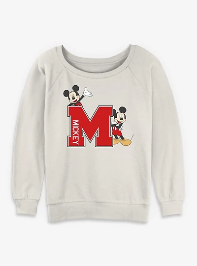 Disney Mickey Mouse Varsity Style Womens Slouchy Sweatshirt