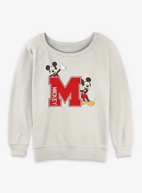 Disney Mickey Mouse Varsity Style Womens Slouchy Sweatshirt