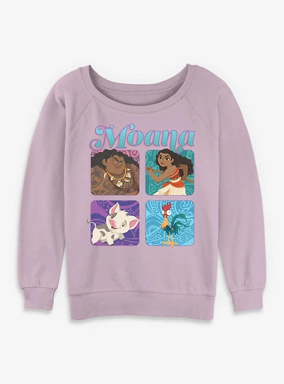 Disney Moana Boxed Up Characters Womens Slouchy Sweatshirt