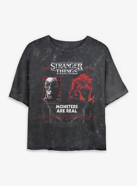 Stranger Things Vecna & Demogorgon Monsters Are Real Mineral Wash Womens Crop T-Shirt