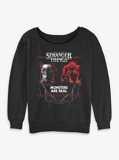 Stranger Things Vecna & Demogorgon Monsters Are Real Womens Slouchy Sweatshirt