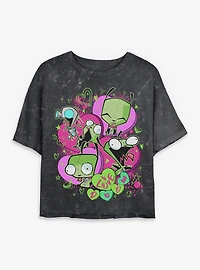 Invader ZIM I Love Doom Gir Mineral Wash Womens Crop T-Shirt