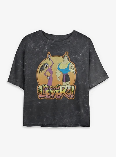 Disney The Emperor's New Groove Yzma and Kronk Wrong Lever Mineral Wash Womens Crop T-Shirt