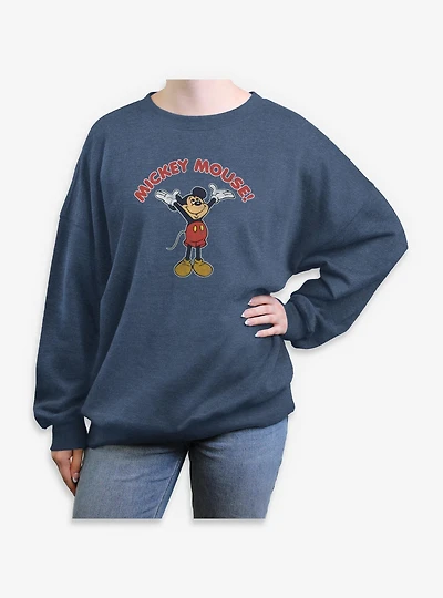 Disney Mickey Mouse Retro Cheer Womens Oversized Sweatshirt