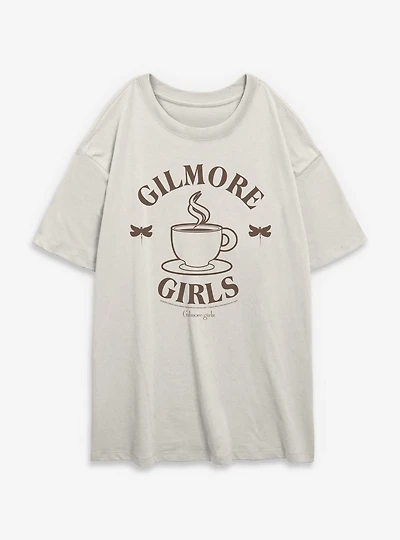Gilmore Girls Coffee Dragonfly Womens Oversized T-Shirt