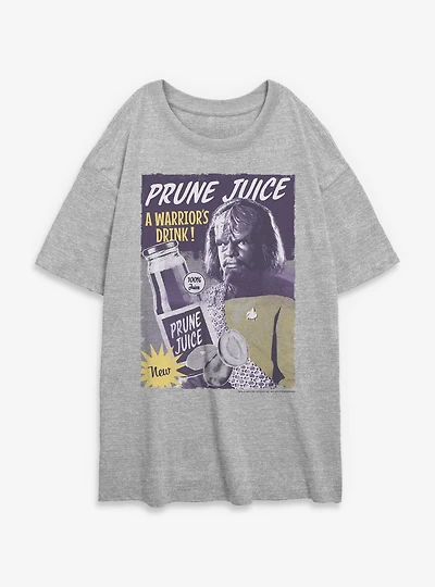 Star Trek Worf Prune Juice Womens Oversized T-Shirt