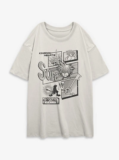 Disney Kingdom Hearts Sora Key Pages Womens Oversized T-Shirt