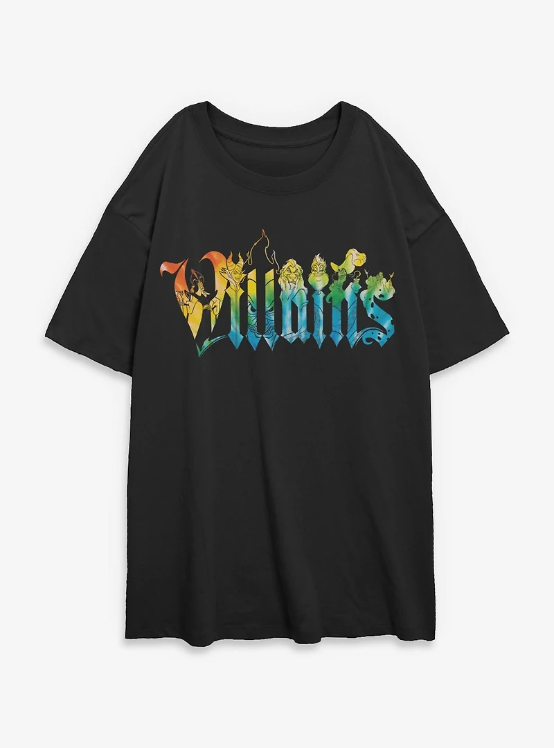 Disney Villains Rainbows Womens Oversized T-Shirt