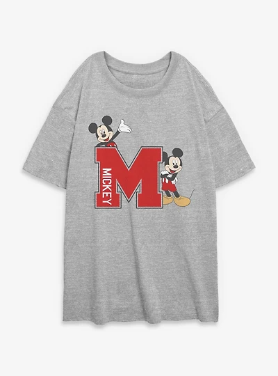 Disney Mickey Mouse Varsity Style Womens Oversized T-Shirt