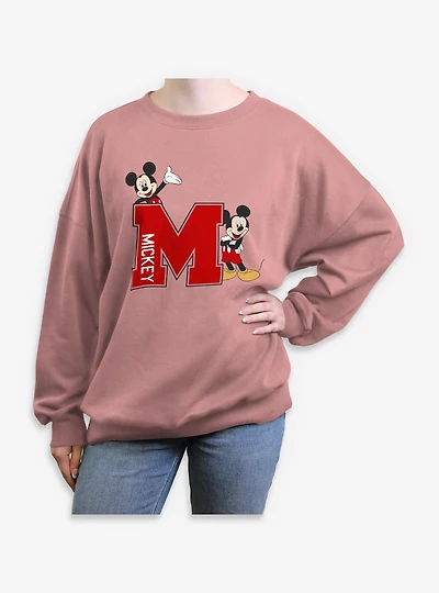 Disney Mickey Mouse Varsity Style Womens Oversized Sweatshirt