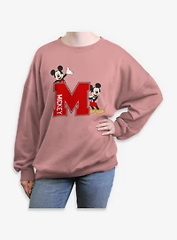 Disney Mickey Mouse Varsity Style Womens Oversized Sweatshirt