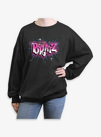 Bratz Logo Spray Paint Womens Oversized Sweatshirt