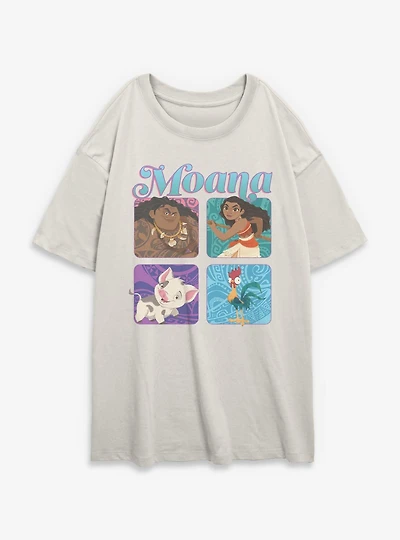 Disney Moana Boxed Up Characters Womens Oversized T-Shirt
