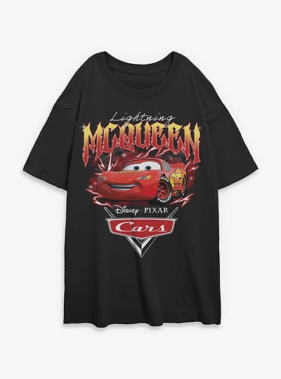 Disney Pixar Cars Lightning McQueen Electric Womens Oversized T-Shirt