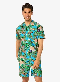 Minecraft Overworld Button-Up Shirt and Short