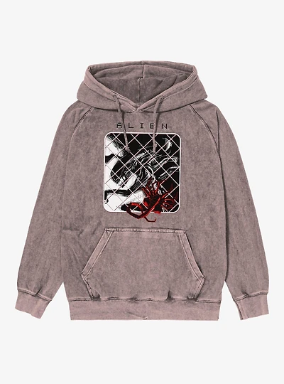 Alien Xenomorph Pop Face Hugger Mineral Wash Hoodie