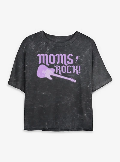 Fender Moms Rock Guitar Mineral Wash Womens Crop T-Shirt