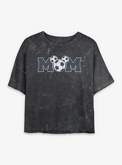Disney Mickey Mouse Soccer Mom Mineral Wash Womens Crop T-Shirt