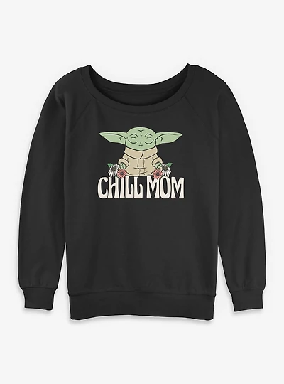 Star Wars The Mandalorian Chill Mom Grogu Womens Slouchy Sweatshirt