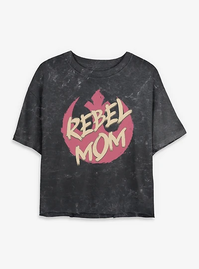 Star Wars Rebel Mom Mineral Wash Womens Crop T-Shirt
