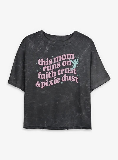 Disney Tinker Bell Mom Pixie Dust Mineral Wash Womens Crop T-Shirt