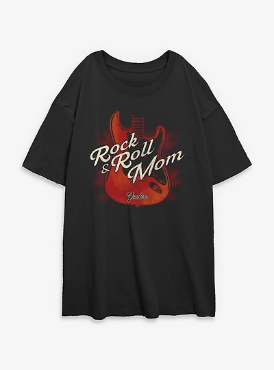 Fender Guitar Rock & Roll Mom Womens Oversized T-Shirt