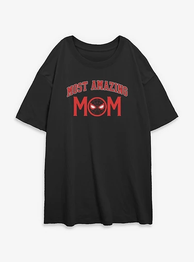 Marvel Spider-Man Most Amazing Mom Collegiate Womens Oversized T-Shirt