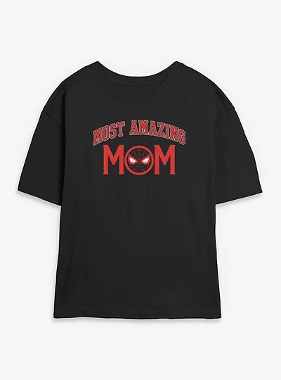 Marvel Spider-Man Most Amazing Mom Collegiate Womens Skimmer T-Shirt