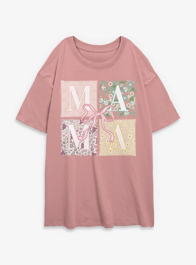 Disney Mickey Mouse Mama Bow Box Up Womens Oversized T-Shirt