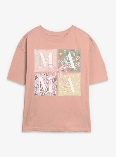 Disney Mickey Mouse Mama Bow Box Up Womens Skimmer T-Shirt