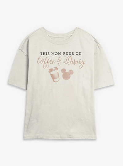Disney Mickey Mouse This Mom Runs On Coffee & Womens Skimmer T-Shirt